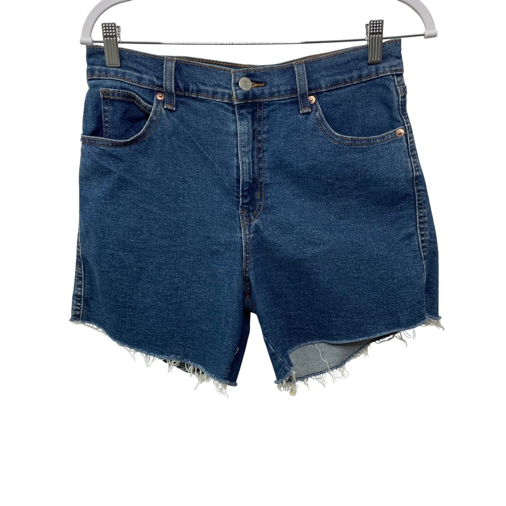 Levi Strauss Jean High Rise Shorts Medium Wash Blue W28 6 Jorts Heritage Cut Off